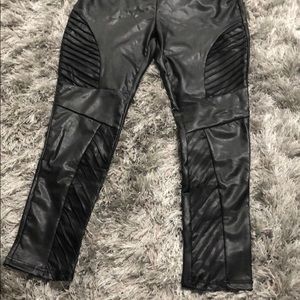 Black leather tights